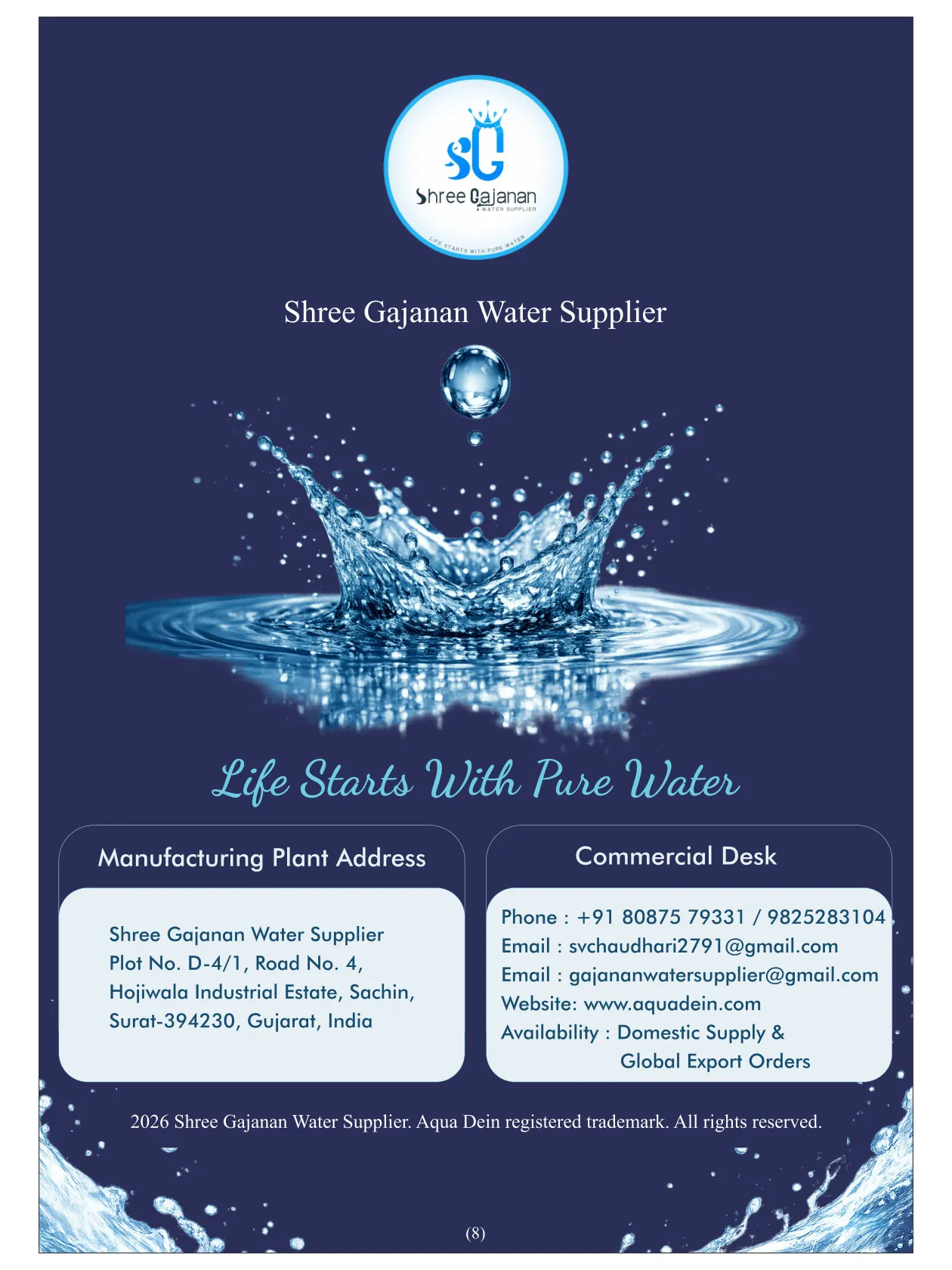 Aqua Dein product catalogue — page 8 of 8